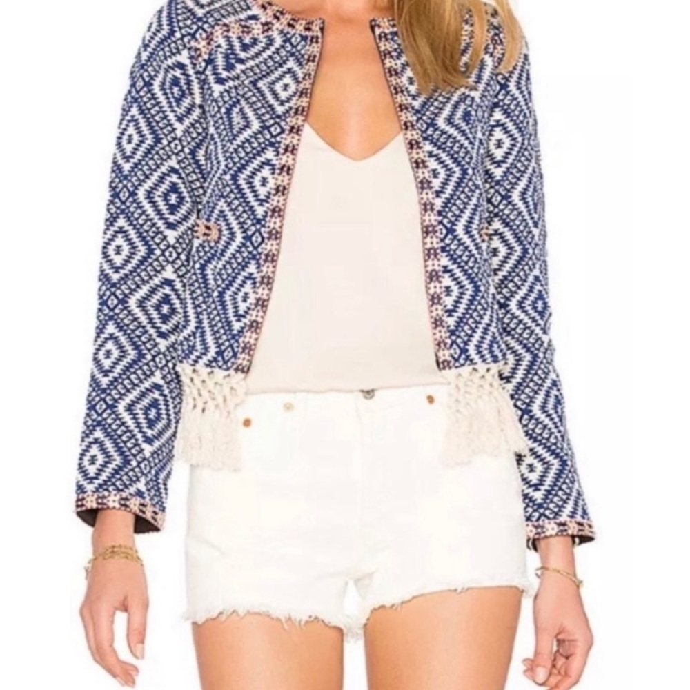 TULAROSA Santa Fe Blue Fringe Jacket NWOT Rare